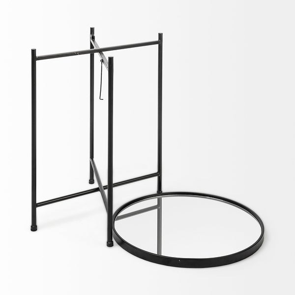 Samantha Black Iron Frame w/ Mirror Top Accent Table