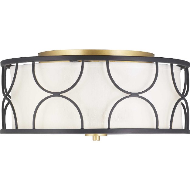 Progress Lighting Landree 3 light Flush Mount Silver Ridge Silk Shade