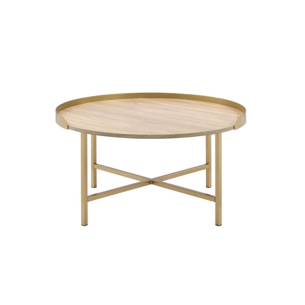 Oak Coffee Table with Gold Finish|Gold