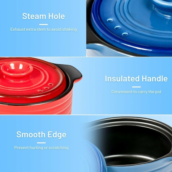 2 Pieces Ceramic Cookware Set with Lid and Insulated Handle - 6.5