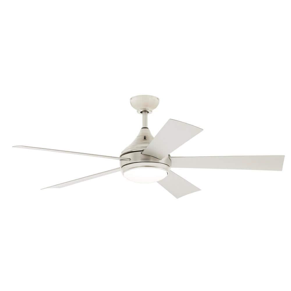 Home Decorators Collection Hanlon 52 in Integrated LED IndoorOutdoor Stainless Steel Ceiling Fan with Light Kit and Wall Control