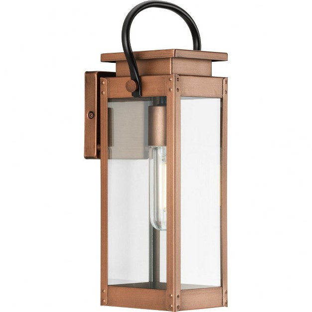 Progress Lighting Union Square 1 light Small Wall Lantern Antique Copper Clear Glass Steel Material