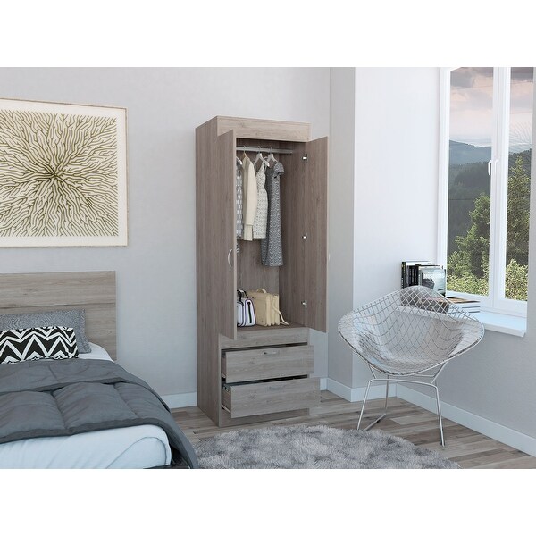 Alabama Armoire with Large Cabinet and 2 Drawers - - 32966106