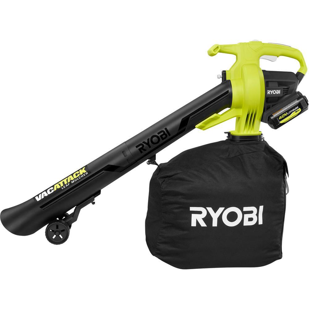 RYOBI 40V Cordless 110 MPH 525 CFM Cordless Leaf Blower and Cordless Leaf VacuumMulcher w