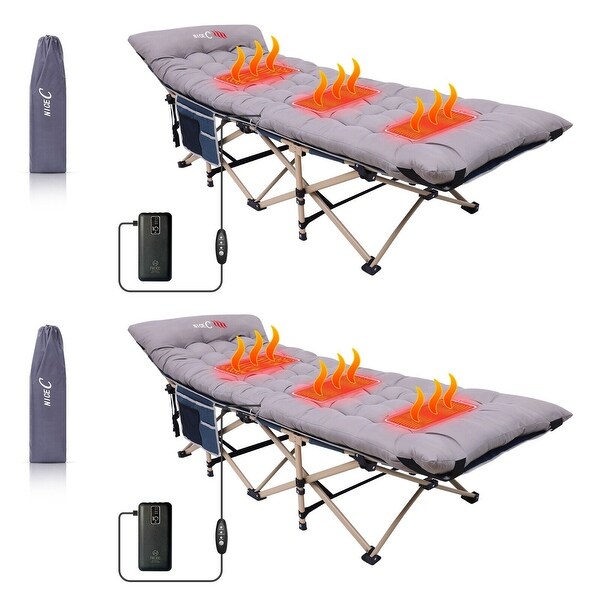 Cot，Camping Cot，Heated Camping cot with 10000mAh Power Bank Heavy Duty Holds 500 Lbs