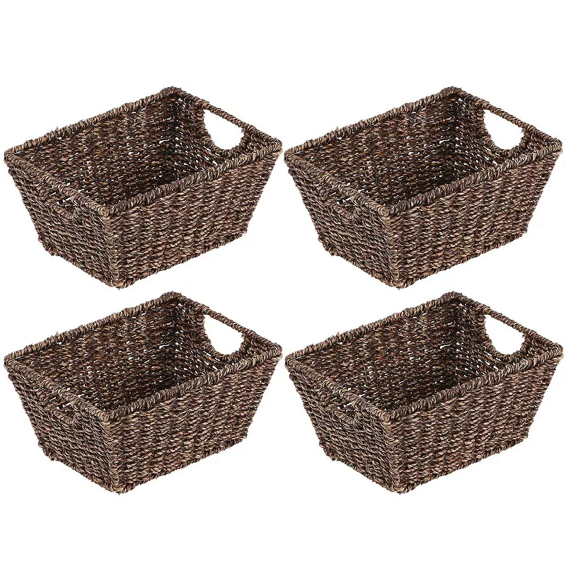 mDesign Woven Seagrass Nesting Kitchen Storage Basket Bins - 4 Pack