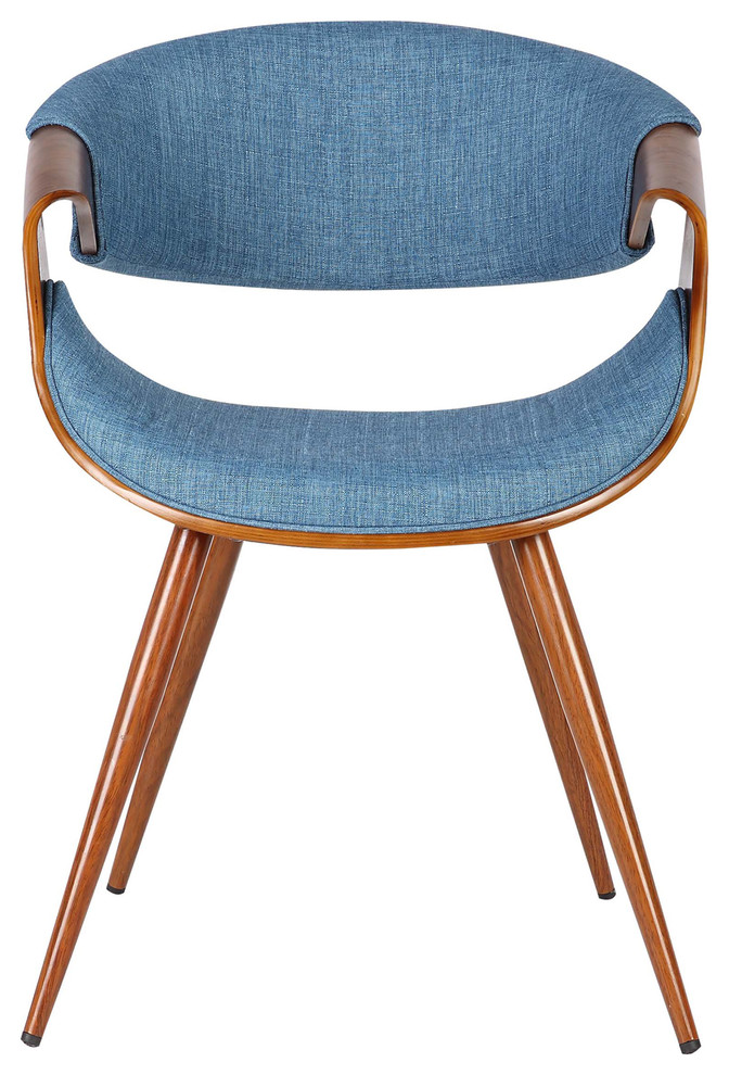 Jerrod Dining Chair  Walnut Finish and Blue Fabric   Midcentury   Dining Chairs   by Armen Living  Houzz