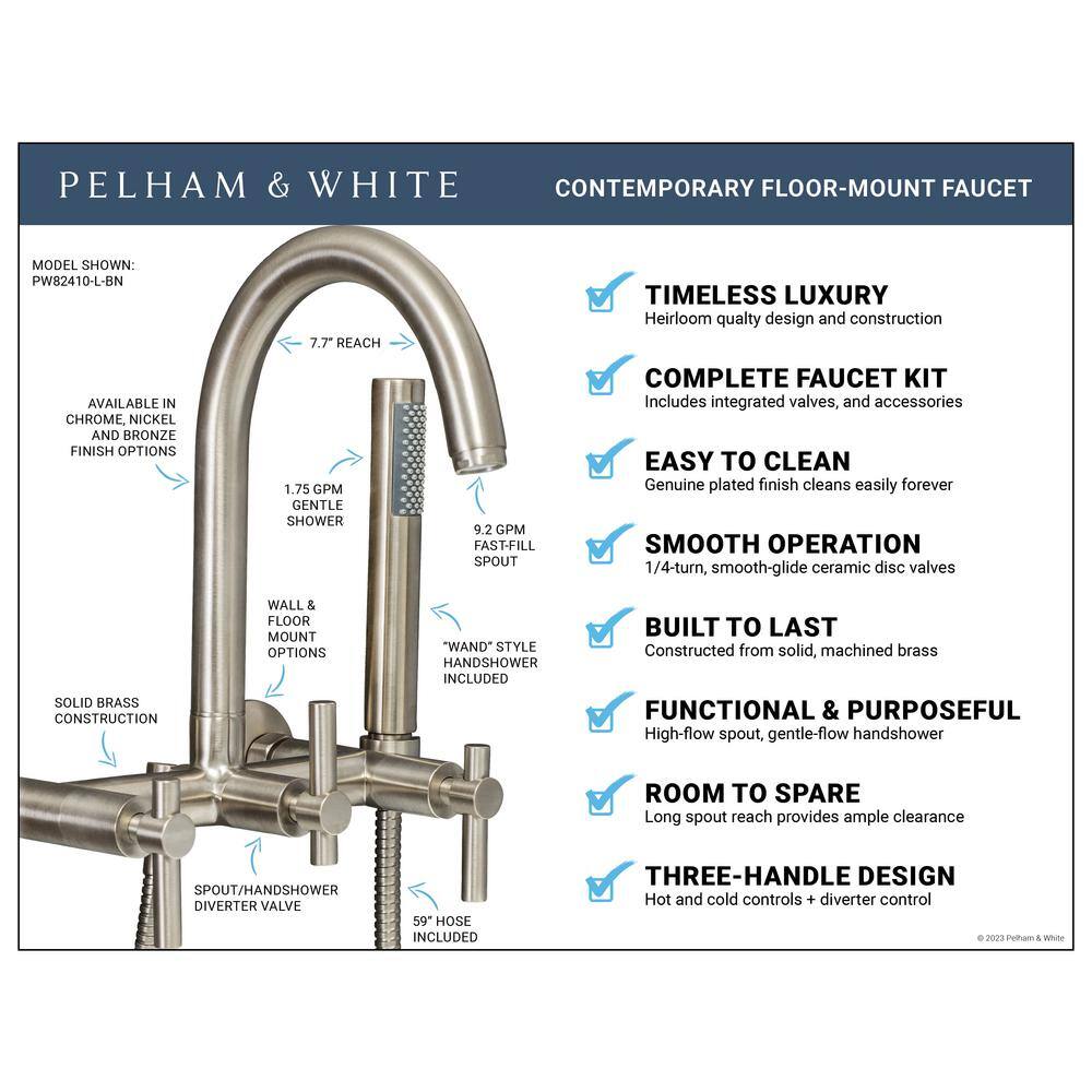 PELHAM  WHITE W-I-D-E Series Palisades 67 in. Acrylic Oval Freestanding Bathtub in White Floor-Mount Faucet in Matte Black PW9562079X-MB