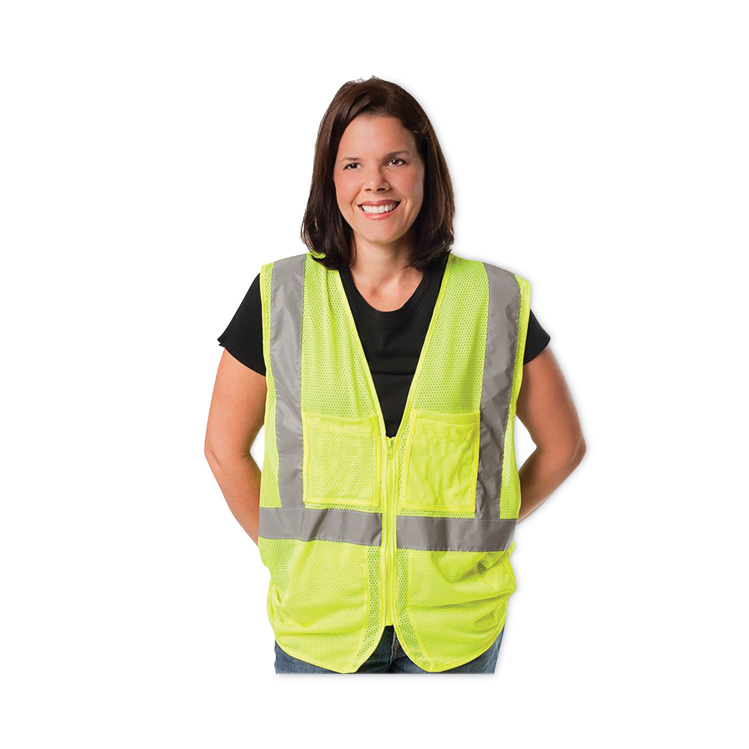 ANSI Class 2 Hook and Loop Safety Vest by PIP PID302MVGLY2X