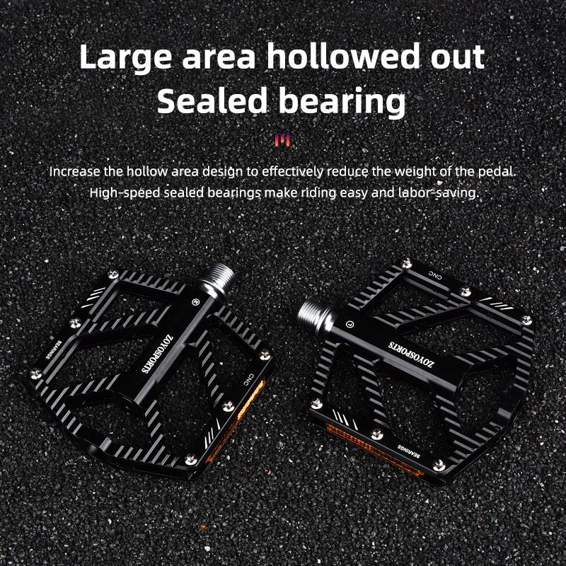 Flat Pedals With Reflectors Three Sealed Bearings Aluminium Mountain Bike Pedals High Strength Bike Part For Daily Use