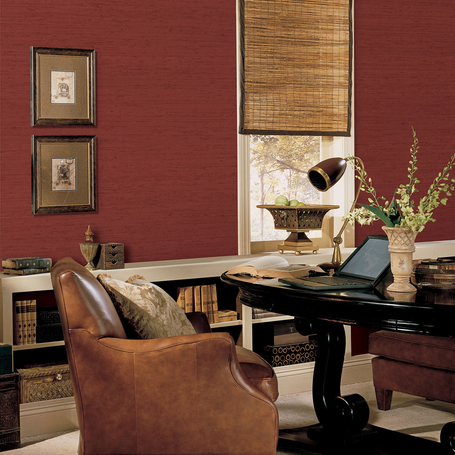 Horizontal Textured Red Wallpaper from the Palazzo Collection