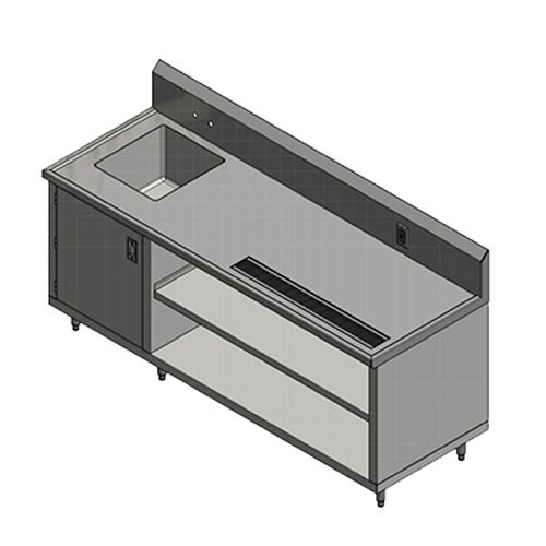 John Boos 4CB4R10-30144-L Beverage Table， Cabinet Base With Open Front， 144