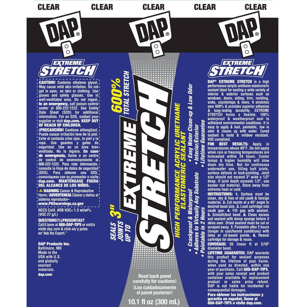 DAP Extreme Stretch 10.1 oz. Clear Premium Crackproof Elastomeric Sealant (12-Pack) 7079818716