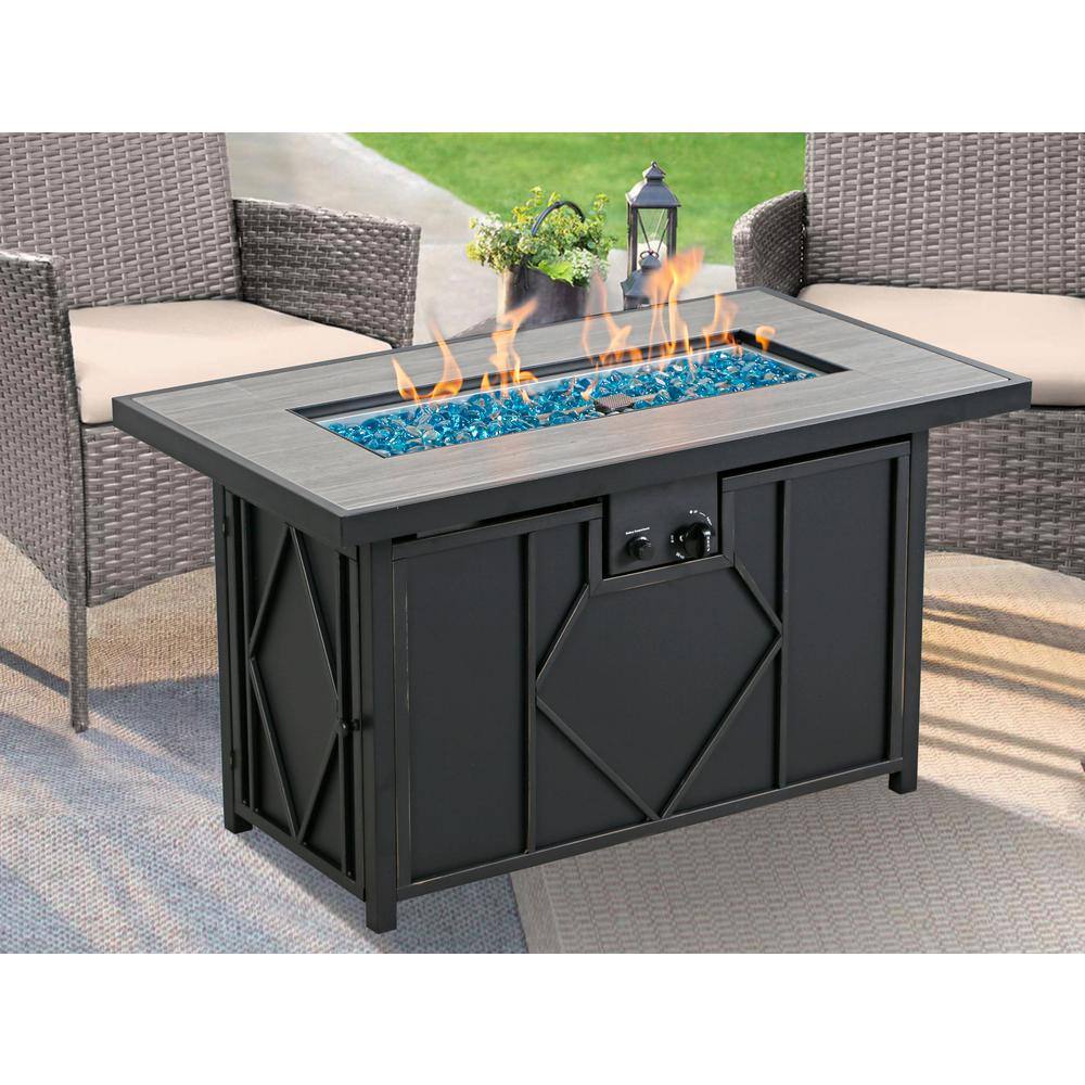 HeatMaxx 42 in. 60000BTU Fire Pit Propane Gas Fire Pit Table Rectangular Tabletop SRGF11666