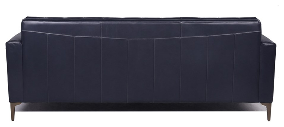 Catania Modern / Contemporary Payton Leather Sofa In Navy Finish   Midcentury   Sofas   by Homesquare  Houzz