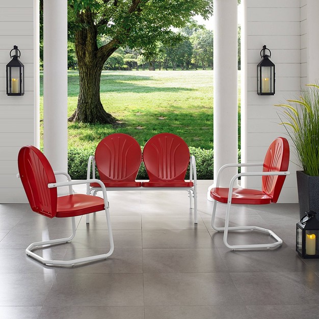 Griffith 3pc Outdoor Seating Set Bright Red Crosley