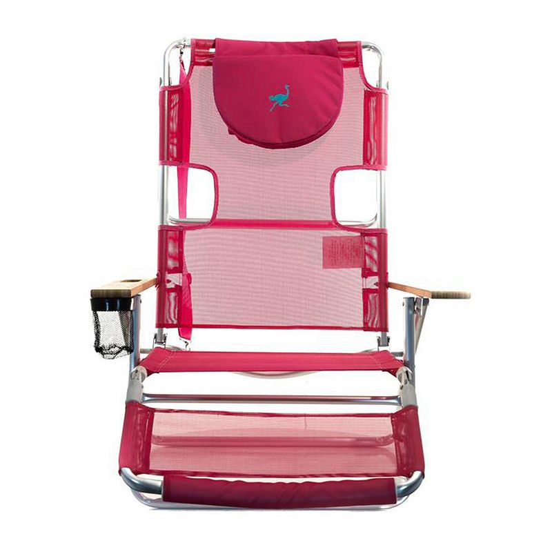 Ostrich Altitude 3 In 1 16 Inch Tall Lounge Reclining Beach Chair， Pink (2 Pack)