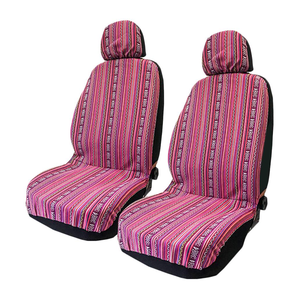 Universal Colorful Front Seat Covers Detachable Headrest Pink Saddle Blanket SUV for Women