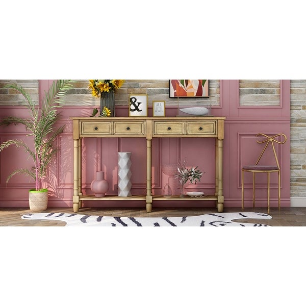 Console Table Sofa Table with Two Drawers and Bottom Shelf