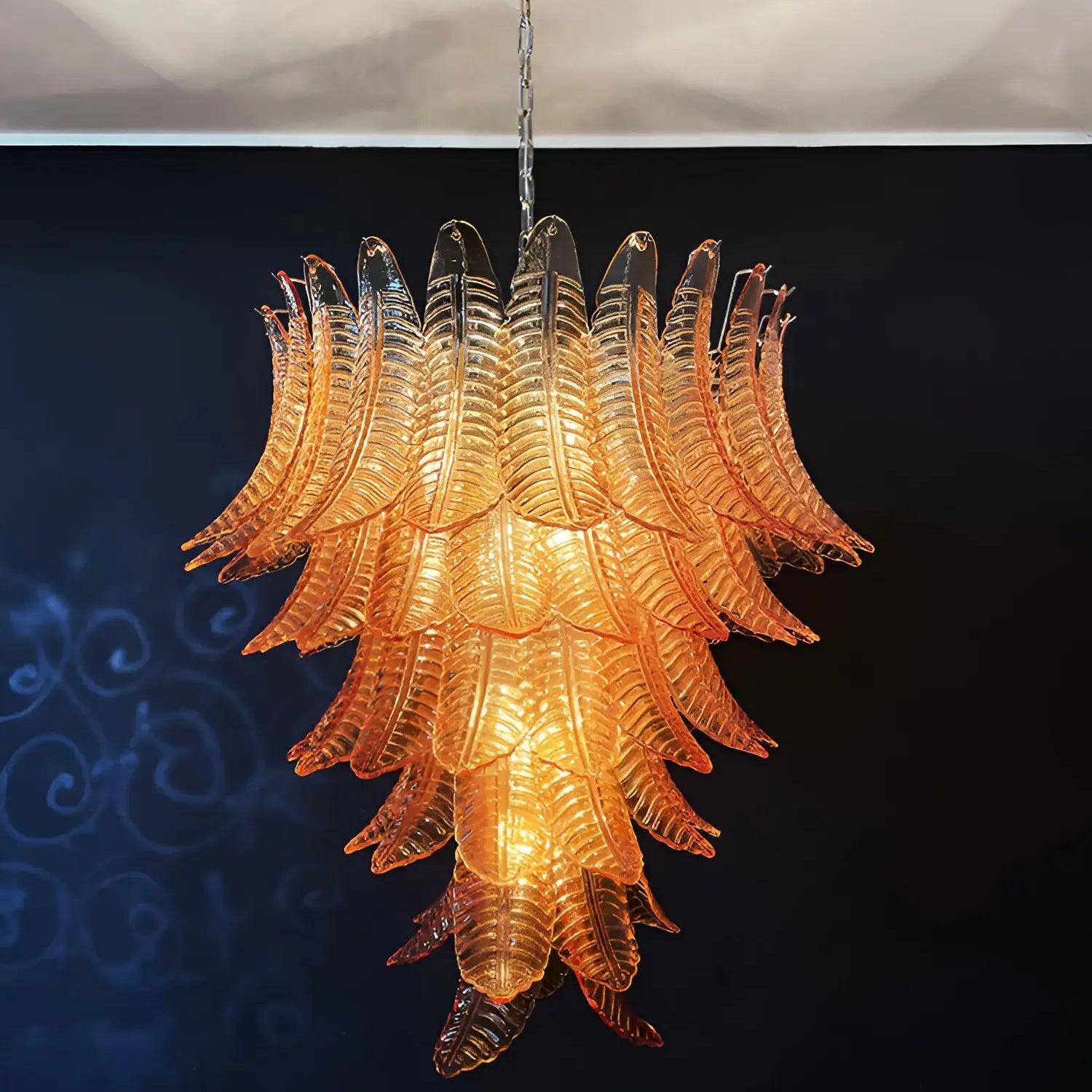 Amber Leaf Cascade Chandelier