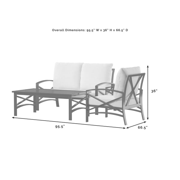 Crosley Kaplan 3 Pc Outdoor Loveseat Patio Furntiure Set