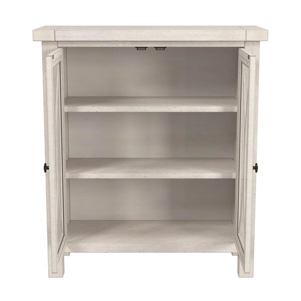 Hillsdale Bayside Wood 2 Door Console Cabinet， Antique White - 33H x 29W x 11.5D