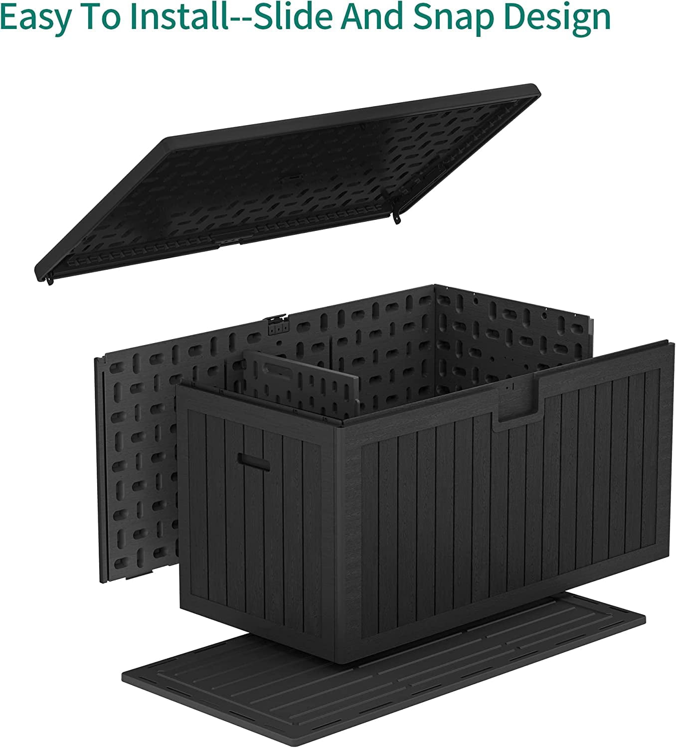 YITAHOME XL 150 Gallon Large Deck Box, Outdoor Storage for Patio Furniture Cushions, Garden Tools and Pool Toys with Flexible Divider, Waterproof, Lockable (Black)