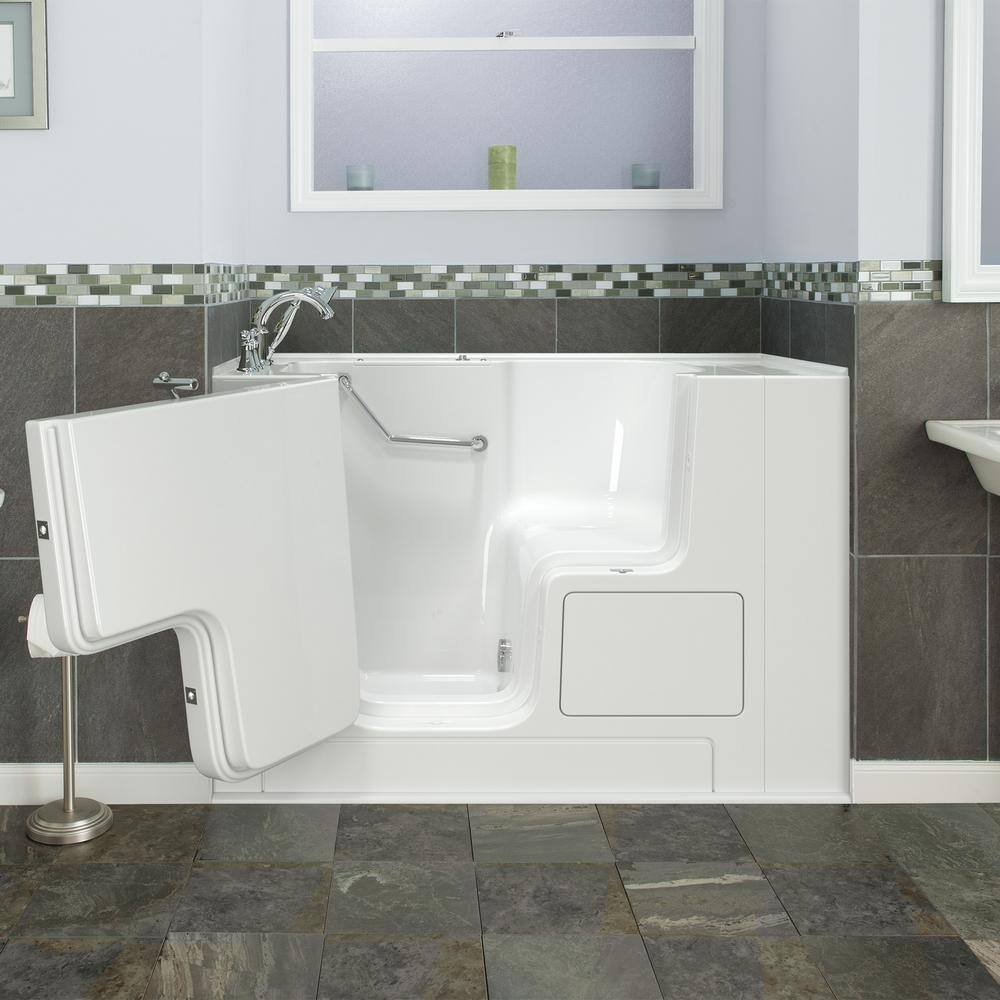 American Standard Gelcoat Value Series 52 in. x 32 in. Walk-In Soaking Bathtub with Left Hand Drain and Outward Opening Door in White 3252OD.709.SLW-PC