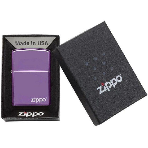 Zippo Classic High Polish Purple Zippo Logo Windproof Lighter