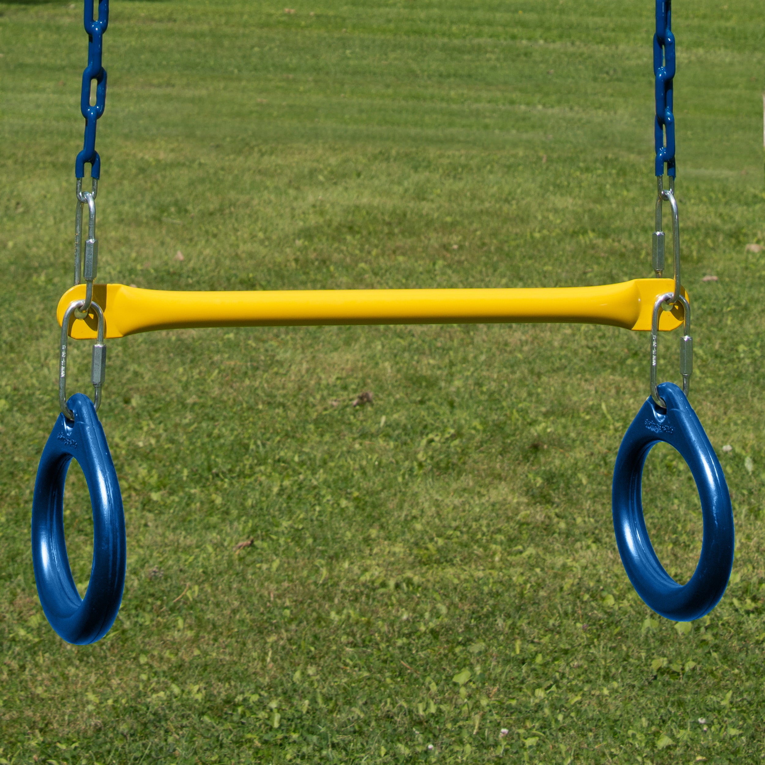 Swing-N-Slide Ring and Trapeze Combo Swing with Pinch-Free Coated Chains