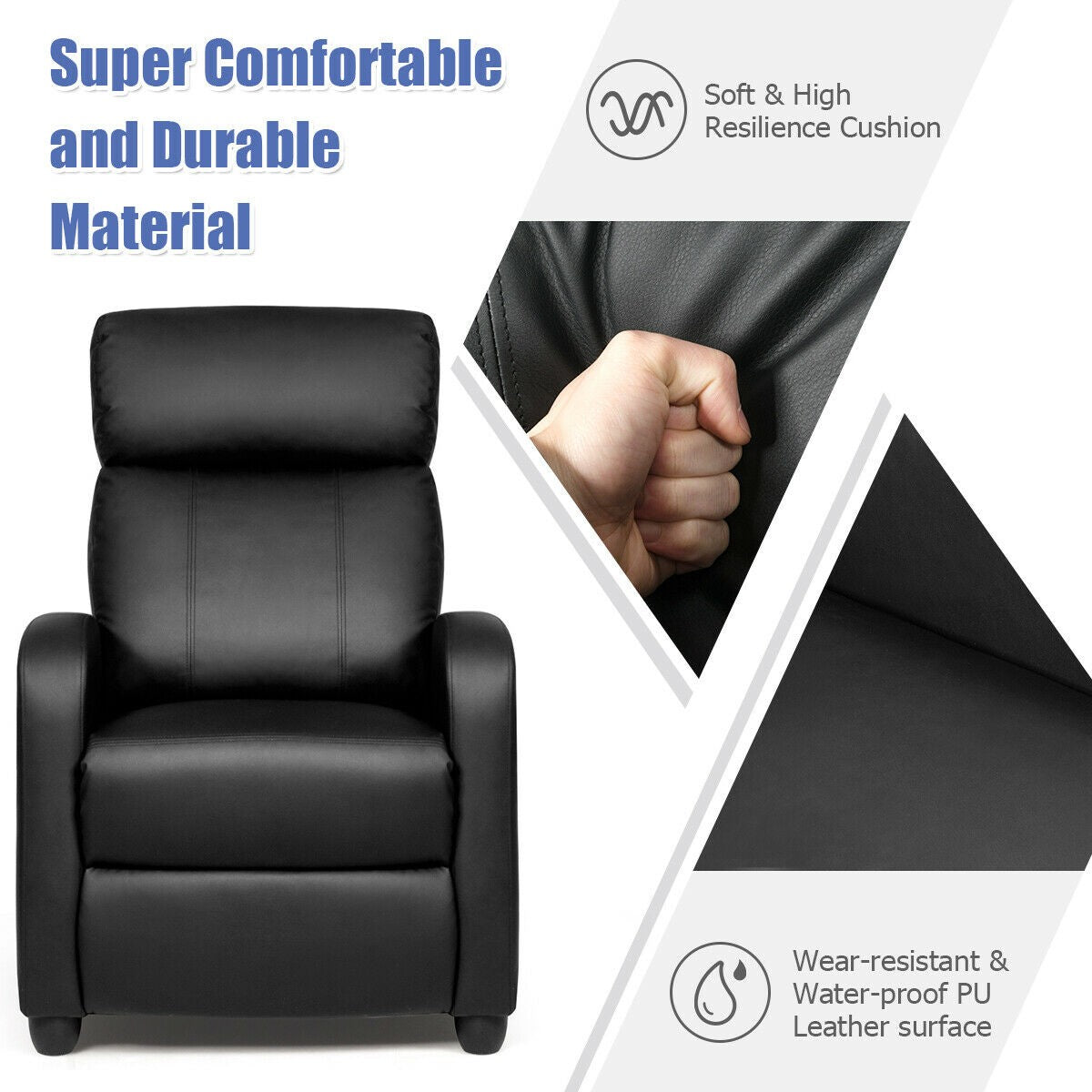 Giantex Recliner Chair for Living Room, Recliner Sofa Wingback Chair w/Massage Function