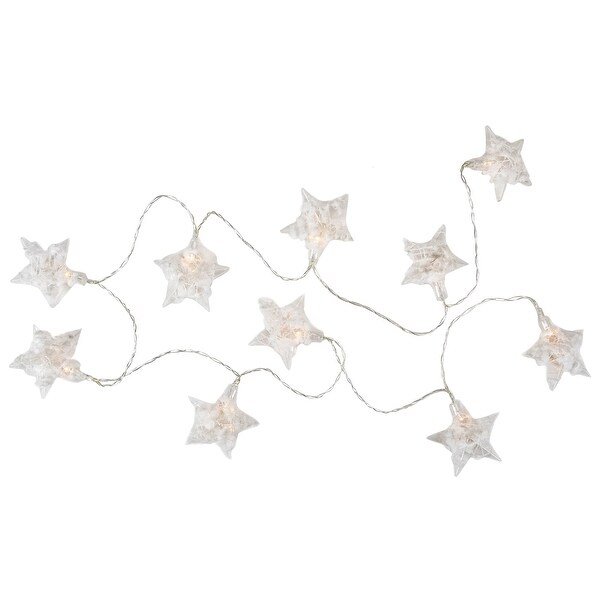 10 B/O LED Warm White Clear Star Yarn Christmas Lights 4.5' Clear Wire