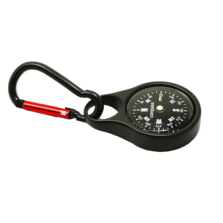 Mountaineering Outdoor Survival Camping Hiking Compass with Zinc oy Hook Buckle