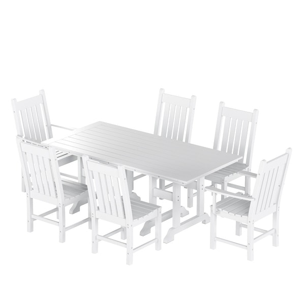 Polytrends Laguna Hdpe All Weather Outdoor Patio Dining Set with Rectangle Table，Side Chairs (7Piece Set)