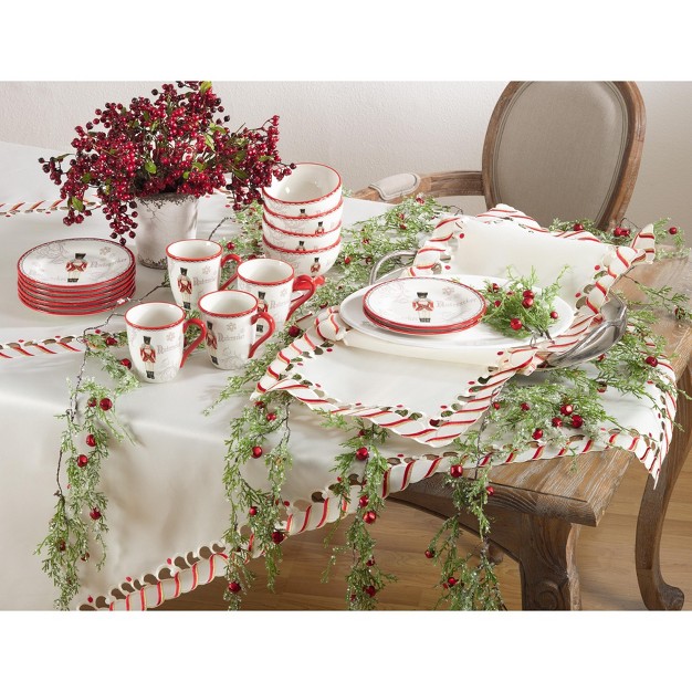 Saro Lifestyle Candy Cane Design Holiday Christmas Tablecloth