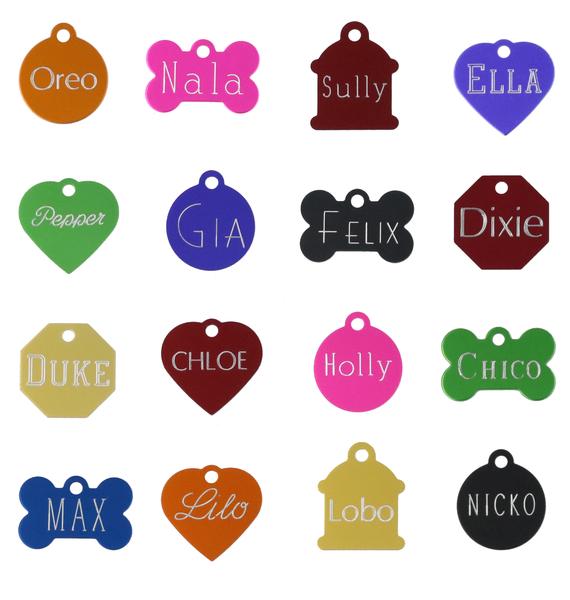 Personalized Custom Engraved Pet ID Tags - Diamond Drag Engraved - Small And Large Sizes - See 