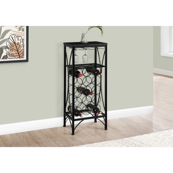 Home Bar， Wine Rack， Black Metal， Transitional