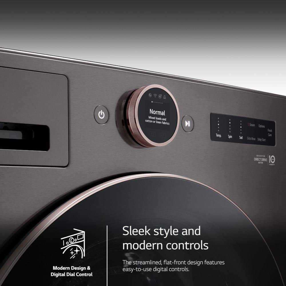 LG 5.0 cu.ft. Ultra Large Front Load Washer with TurboWash360 TurboSteam and WiFi Connectivity in Black Steel WM6500HBA