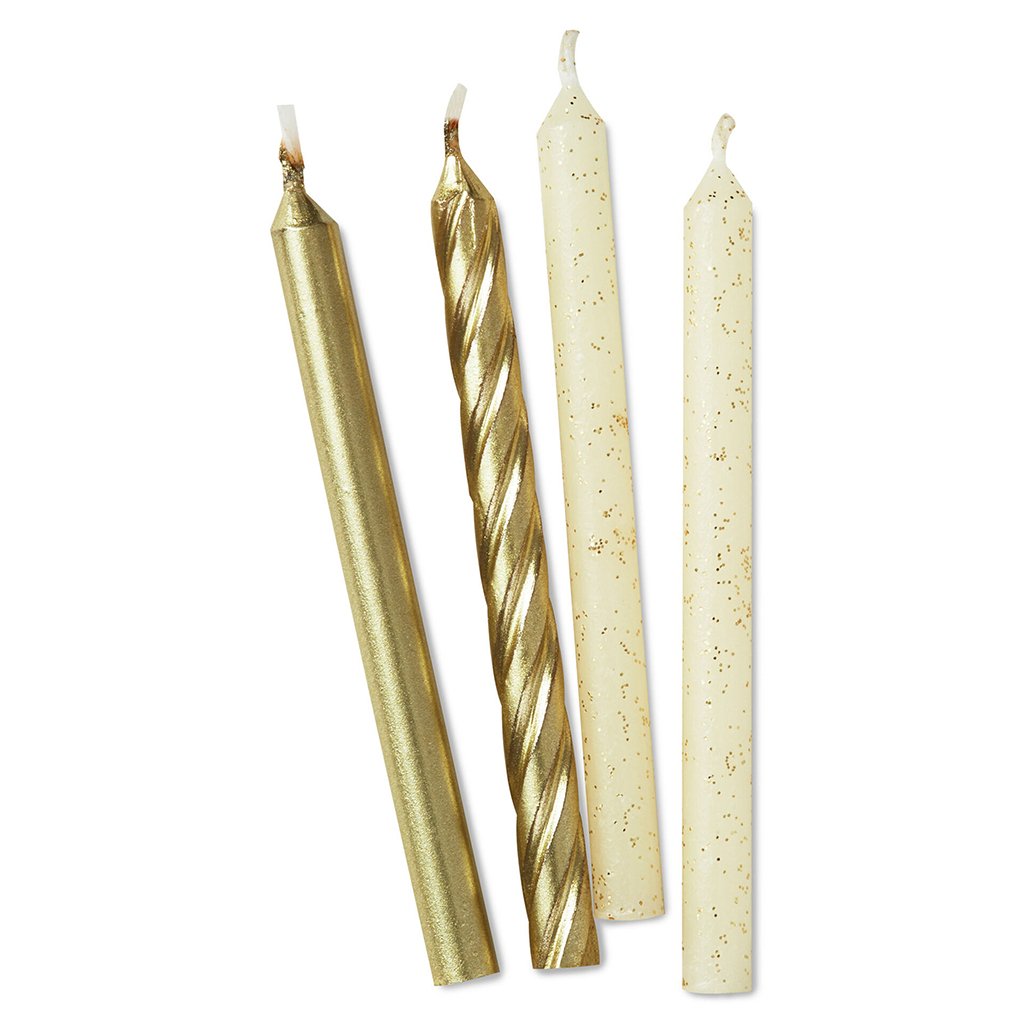 Hallmark  Gold Matte, Spiral and Glitter Birthday Candles, Set of 16