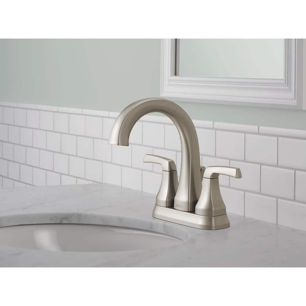 Delta Portwood 4 in Centerset 2Handle Bathroom Faucet in SpotShield Brushed Nickel