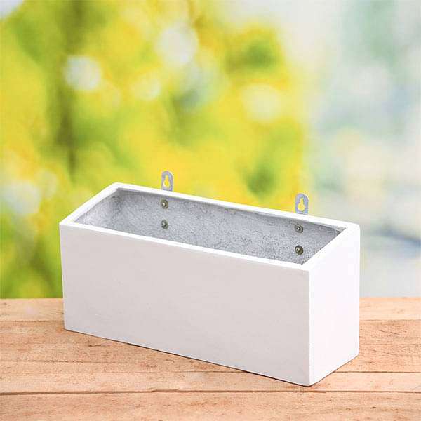 15 inch (38 cm) SML-010 Wall Mounted Rectangle Fiberglass Planter (White)