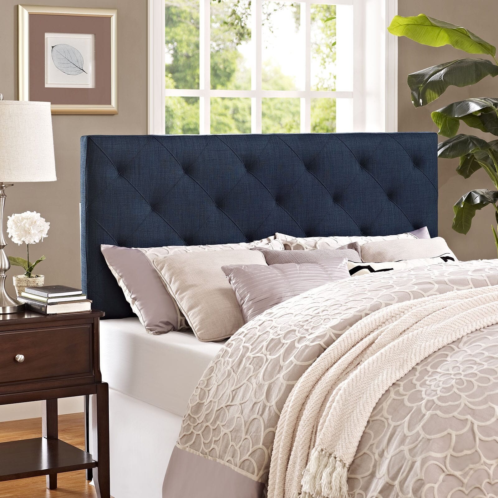 Modway Theodore Fabric Headboard in Navy - - 20460915