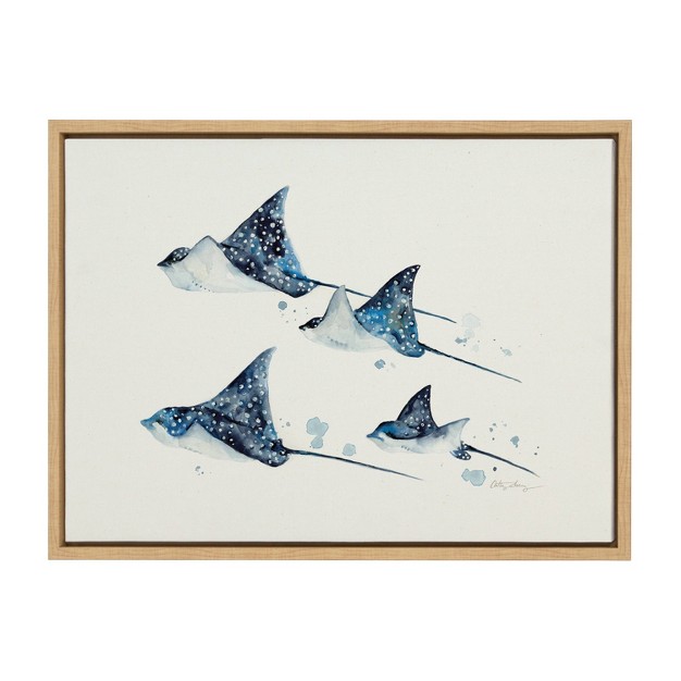 X 24 quot Sylvie Eagle Spotted Ray Family By Cathy Zhang Framed Wall Canvas Natural Kate amp Laurel All Things Decor