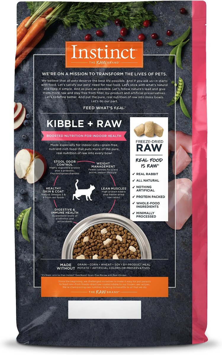 Instinct Raw Boost Indoor Grain-Free Recipe with Real Rabbit and Freeze-Dried Raw Coated Pieces Dry Cat Food