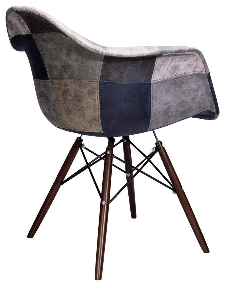 Patch Leatherette Fabric Upholstered DAW Arm Chair  Dark Walnut Leg   Midcentury   Dining Chairs   by eModern Decor  Houzz