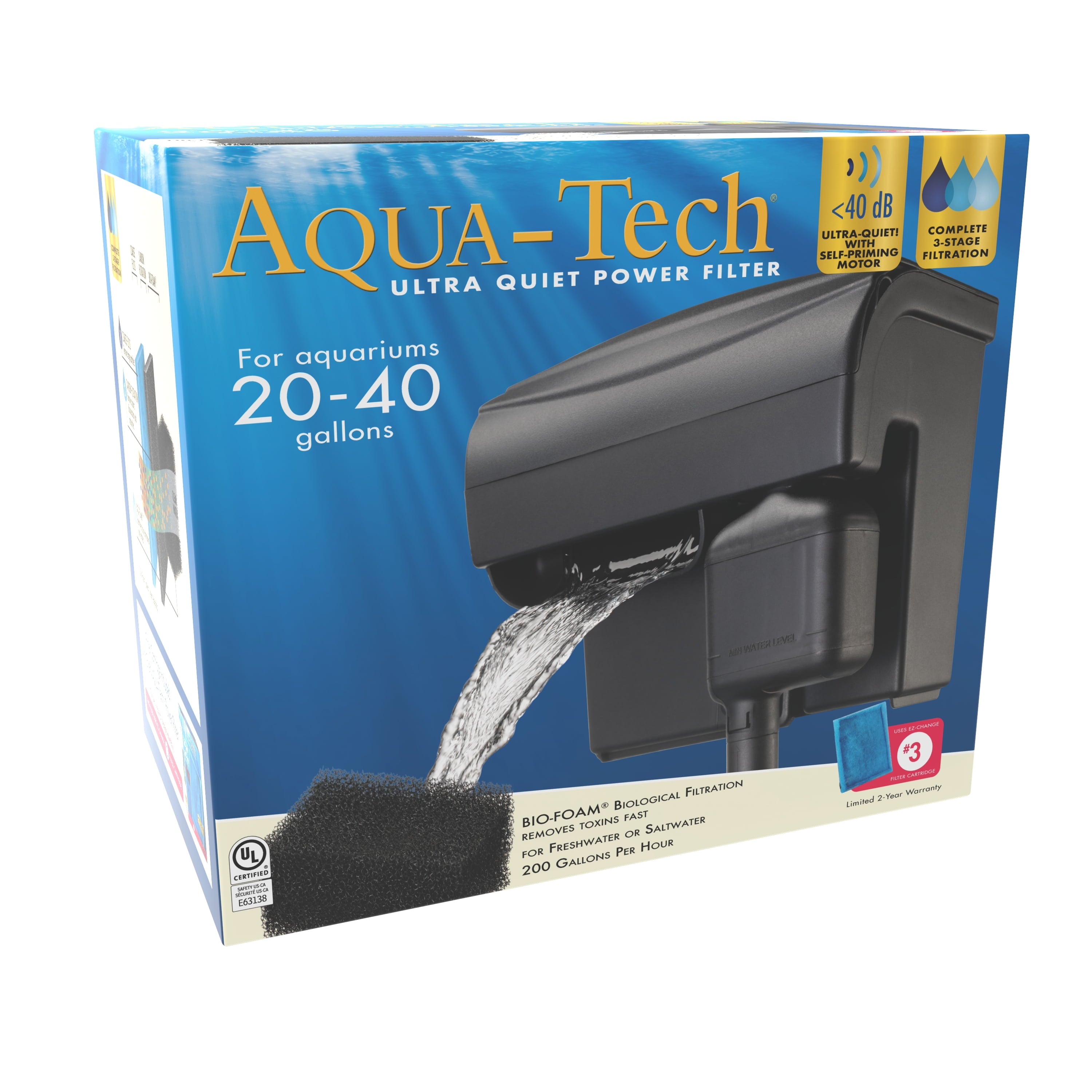 AquaTech Filter for Aquariums， 20-40 gallon tanks