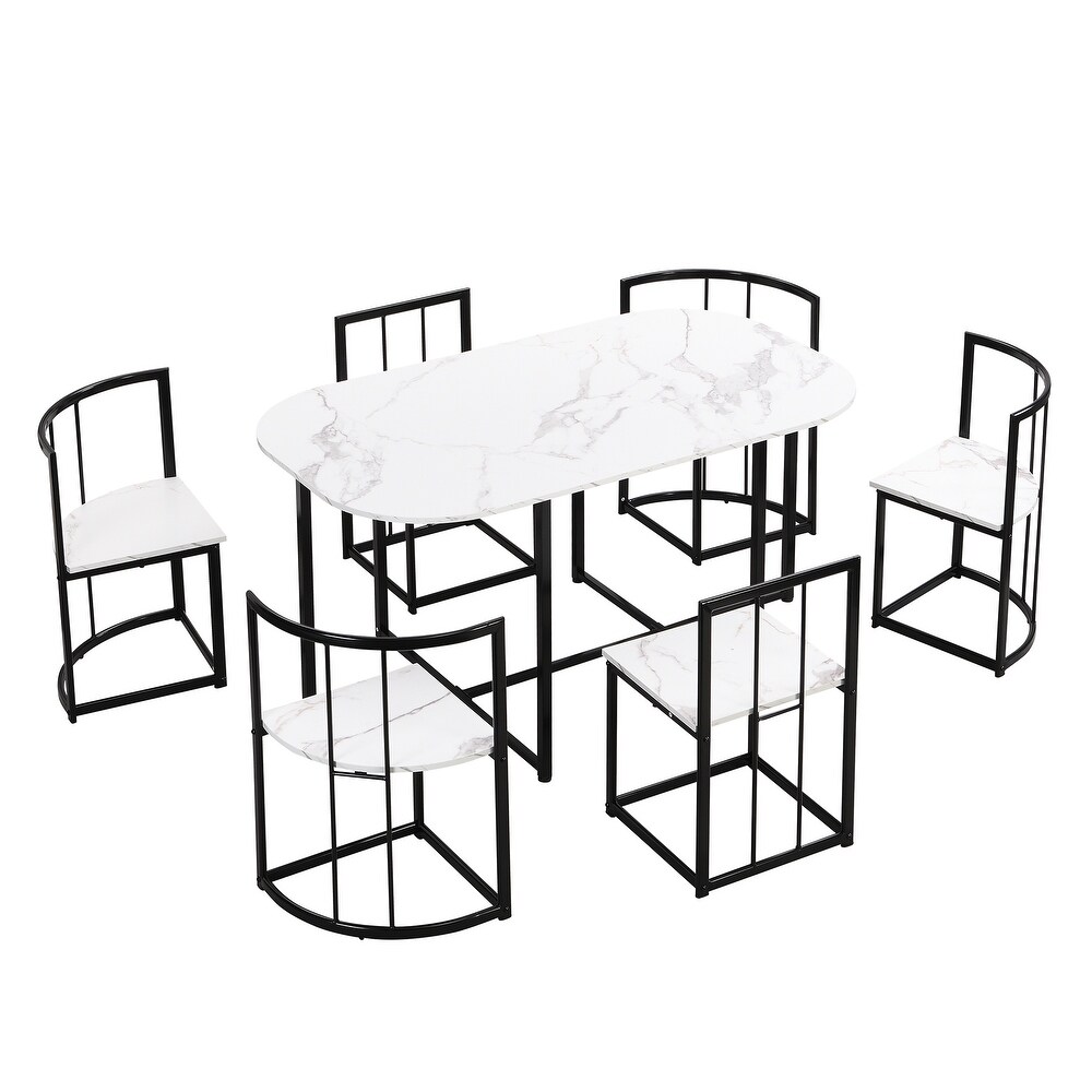 Classic Style 7 Piece Dining Set  Includes Dining Table  6 Chairs