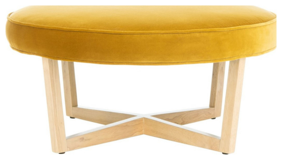 Loreto Velvet Ottoman Gold   Contemporary   Footstools And Ottomans   by AED Luxury Home Decor  Houzz