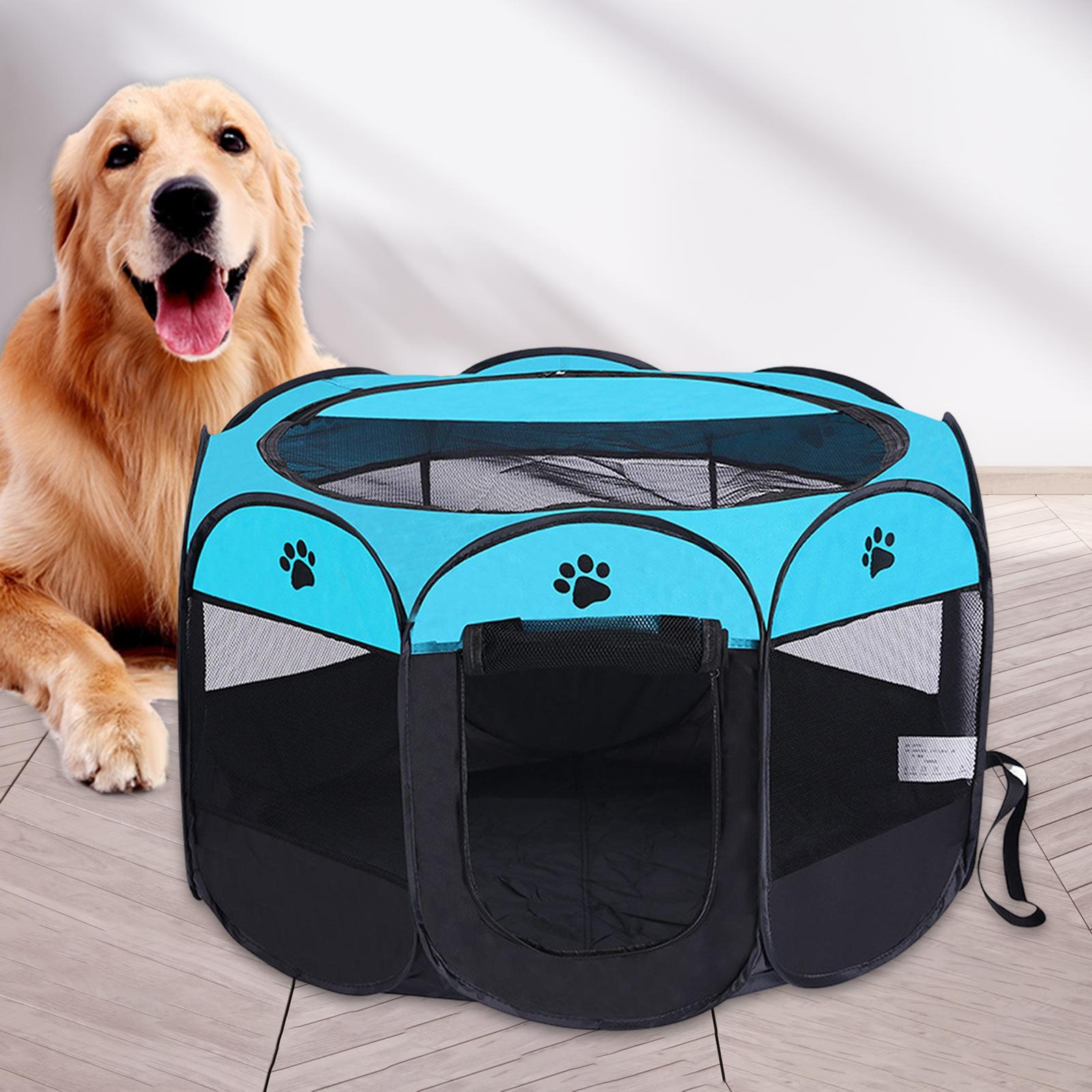 Lightweight Foldable Pet Playpen Soft Breathable Mesh Exercise Pen Kennel Oxford Fabric for Cat Indoor Outdoor Travel Camping Use Dog Black