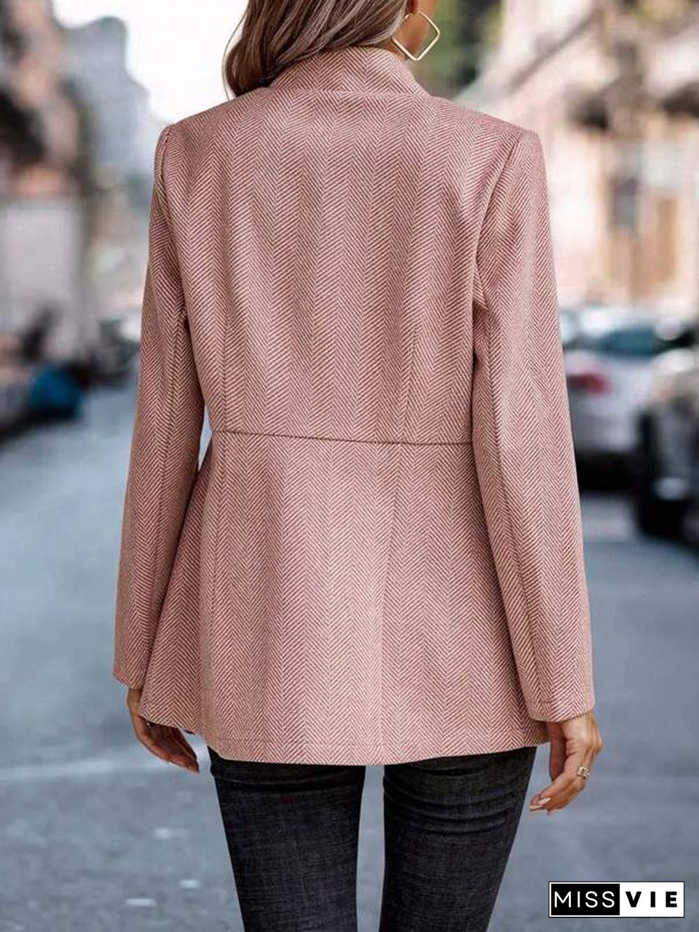 Modern Pink Plain Long Sleeve Blazer Jacket